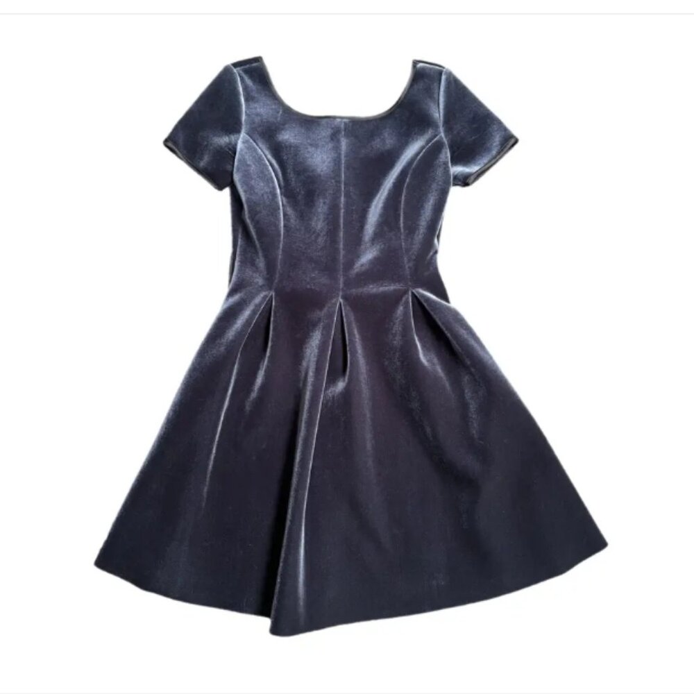 Maje Metallic Navy Fit-and-Flare Mini Dress